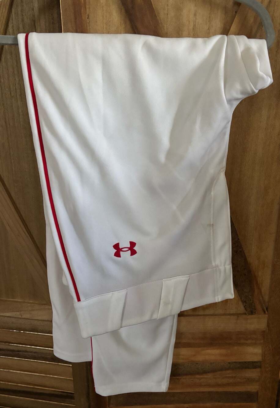 Under Armour Men's UA Utility Piped Baseball Pants 2XL White Red stripe